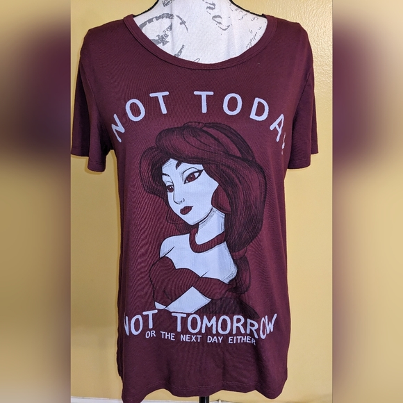 DISNEY Jasmine Aladdin Graphic T Shirt Burgundy Size  Large - Picture 1 of 4